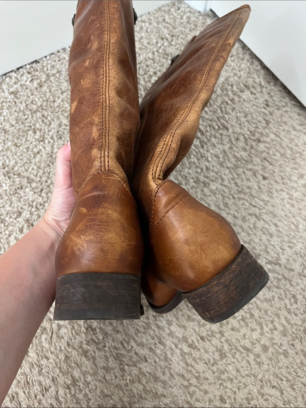 Frye Cara Boots in Cognac Leather - Size 6.5 B - Picture 13 of 16